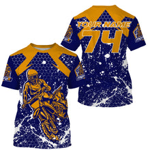 Load image into Gallery viewer, Blue custom Motocross riding jersey youth men women MX racing UPF30+ off-road extreme motorcycle PDT118