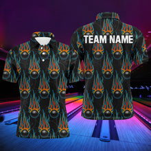 Load image into Gallery viewer, Flame Polo Bowling Shirt, Personalized Men Short Sleeves Bowlers Jersey Custom Team Name NBP40