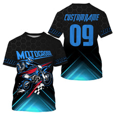 Load image into Gallery viewer, UPF30+ custom adult&amp;kid blue dirt bike jersey freestyle Motocross for life biker MX motorcycle PDT53
