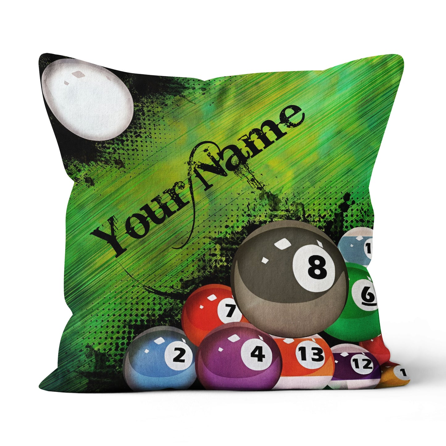 Personalized Green Billiard Balls Throw Pillow Custom Decorative Pillow TDM0772