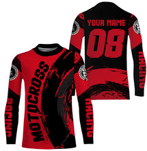 Load image into Gallery viewer, Kid&amp;adult red motocross jersey custom youth Dirt Bike upf30+ off-road shirt biker motorcycle PDT419