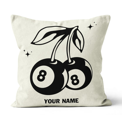 Personalized 8 Ball Cherry Billiards Pillows Custom Beige White Pillow TDM0742