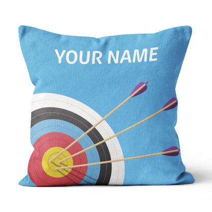Personalized Blue 3D Target Archery Throw Pillows Best Gifts For Archery VHM0846