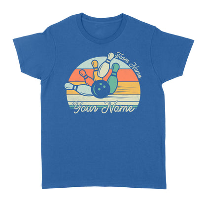 Custom Bowling Retro Shirt, Personalized Bowling Name Women's T-shirt