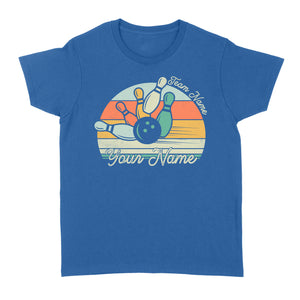 Custom Bowling Retro Shirt, Personalized Bowling Name Women's T-shirt