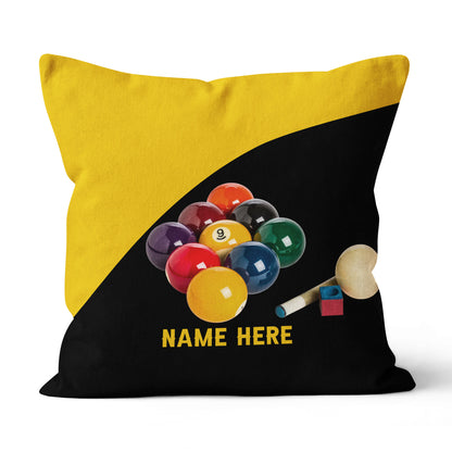 Custom Yellow Black Billiard Balls Pillow, Personalized Billiard Pillows TDM0883