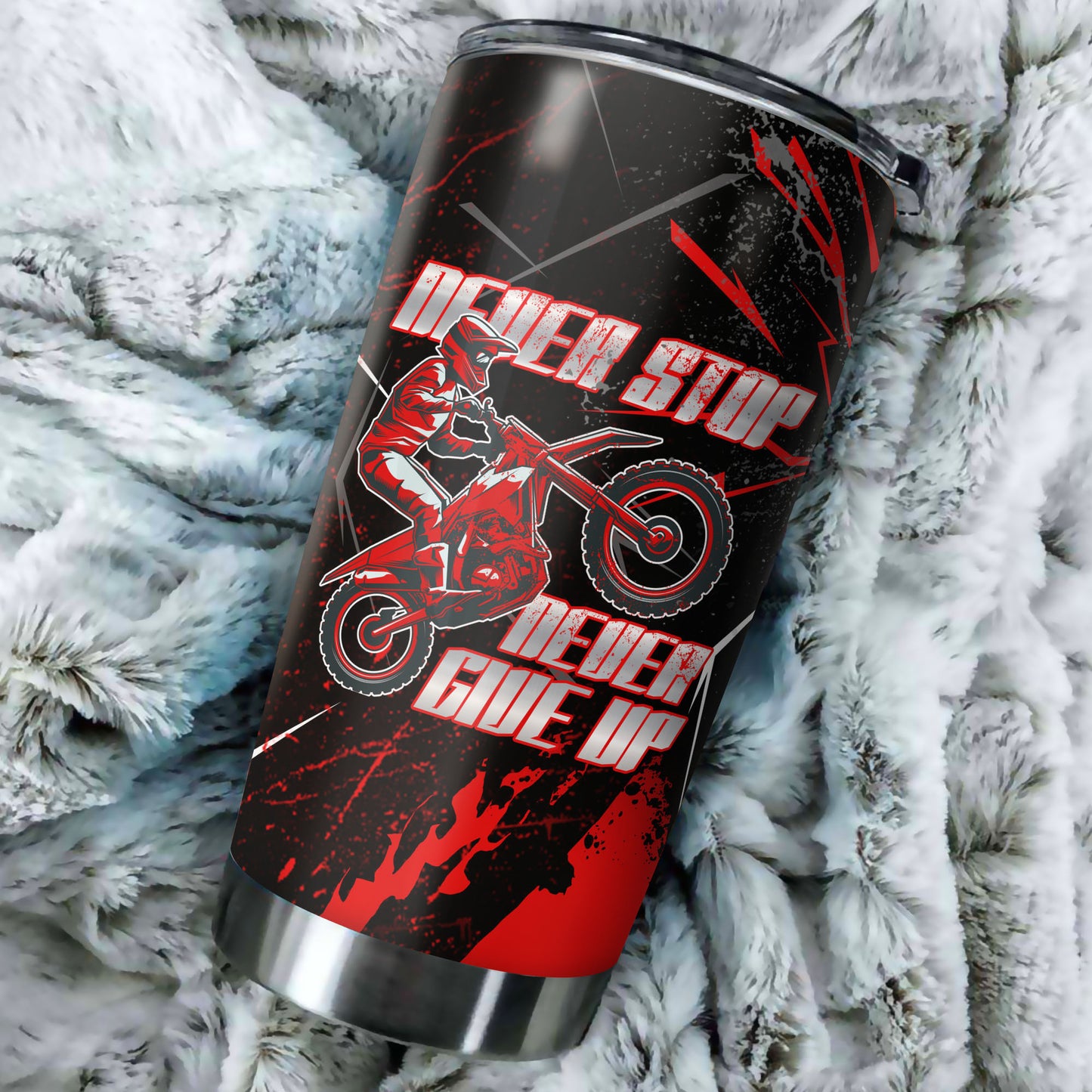 Personalized Motocross Tumbler Cup - Riding Gift Biker Never Give Up Motorcycle Lover Drinkware CDT18