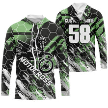 Load image into Gallery viewer, Custom motocross jersey UPF30+ kid mens womens green dirt bike racing off-road motorcycle racewear NMS951