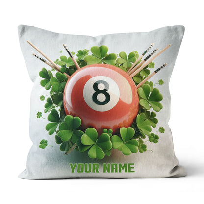Funny Red Billiard Ball And Clovers Custom White Pillows, Billiard Gifts TDM0817