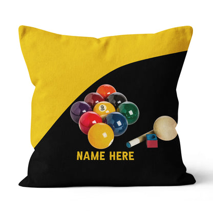 Custom Yellow Black Billiard Balls Pillow, Personalized Billiard Pillows TDM0883