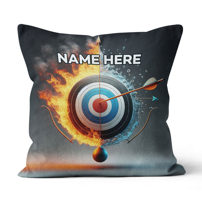 Personalized Archery 3d Target With Bow In Water And Fire Throw Pillows TDM0856