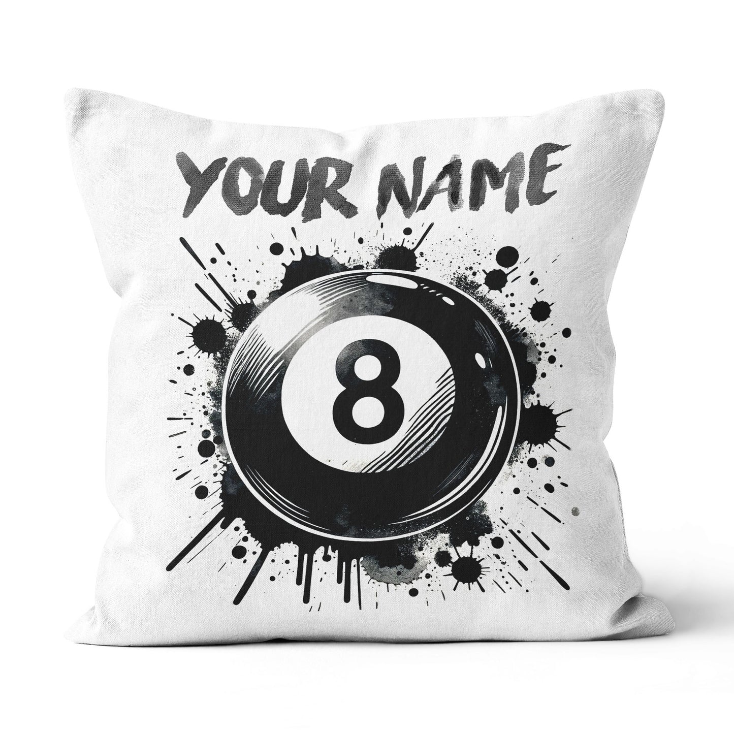Personalized 8 Ball Pool White Pillow Custom Billiard Throw Pillows TDM0810