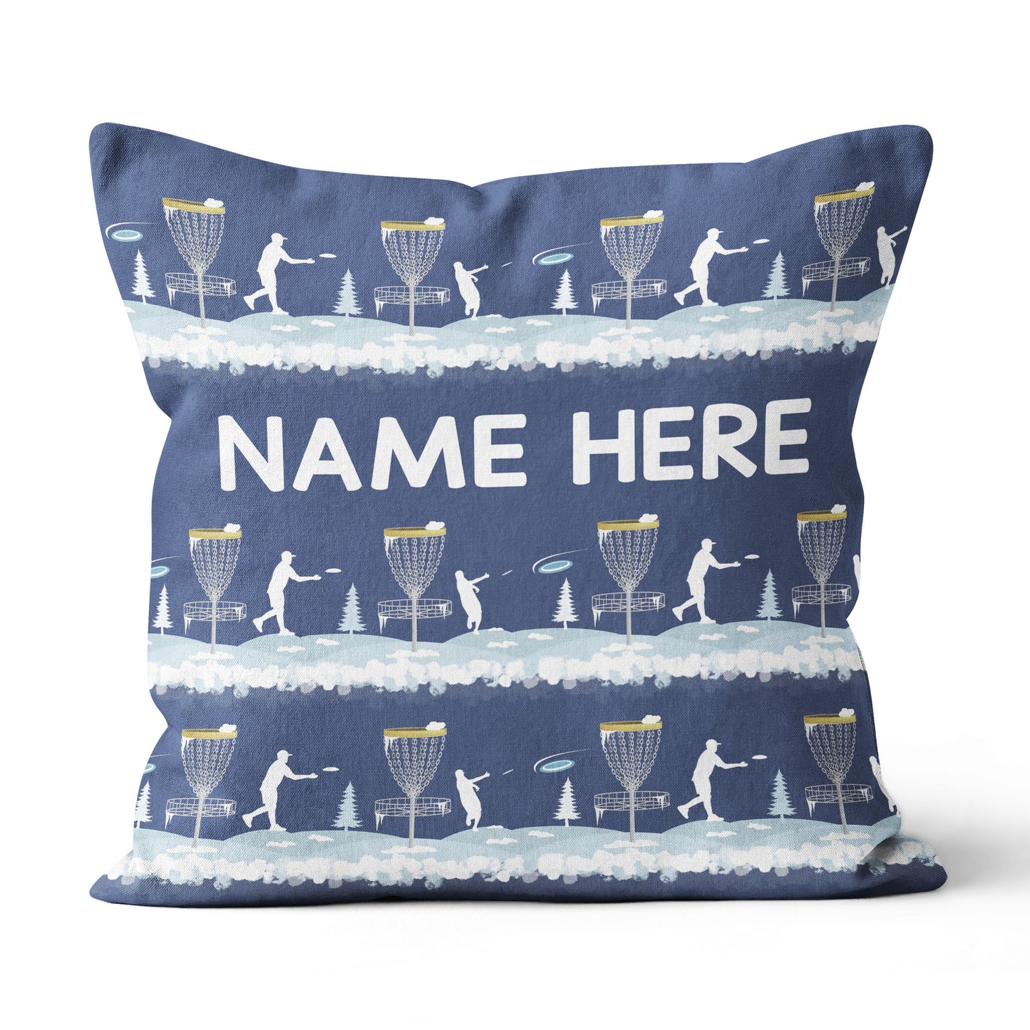 Disc Golf Winter Blue Custom Throw Pillow Personalized Disc Golf Gifts LDT1196