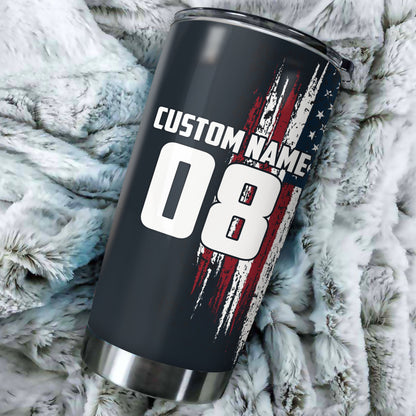 Personalized USA Flag Motocross Tumbler Cup - Riding Gift Biker Patriotic Gift Motorcycle Drinkware CDT17