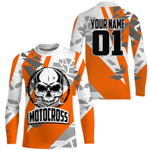 Load image into Gallery viewer, Custom Skull Motocross Jersey Orange UPF30+ Kids Men Women Dirt Bike Shirt Racing Long Sleeves NMS1334
