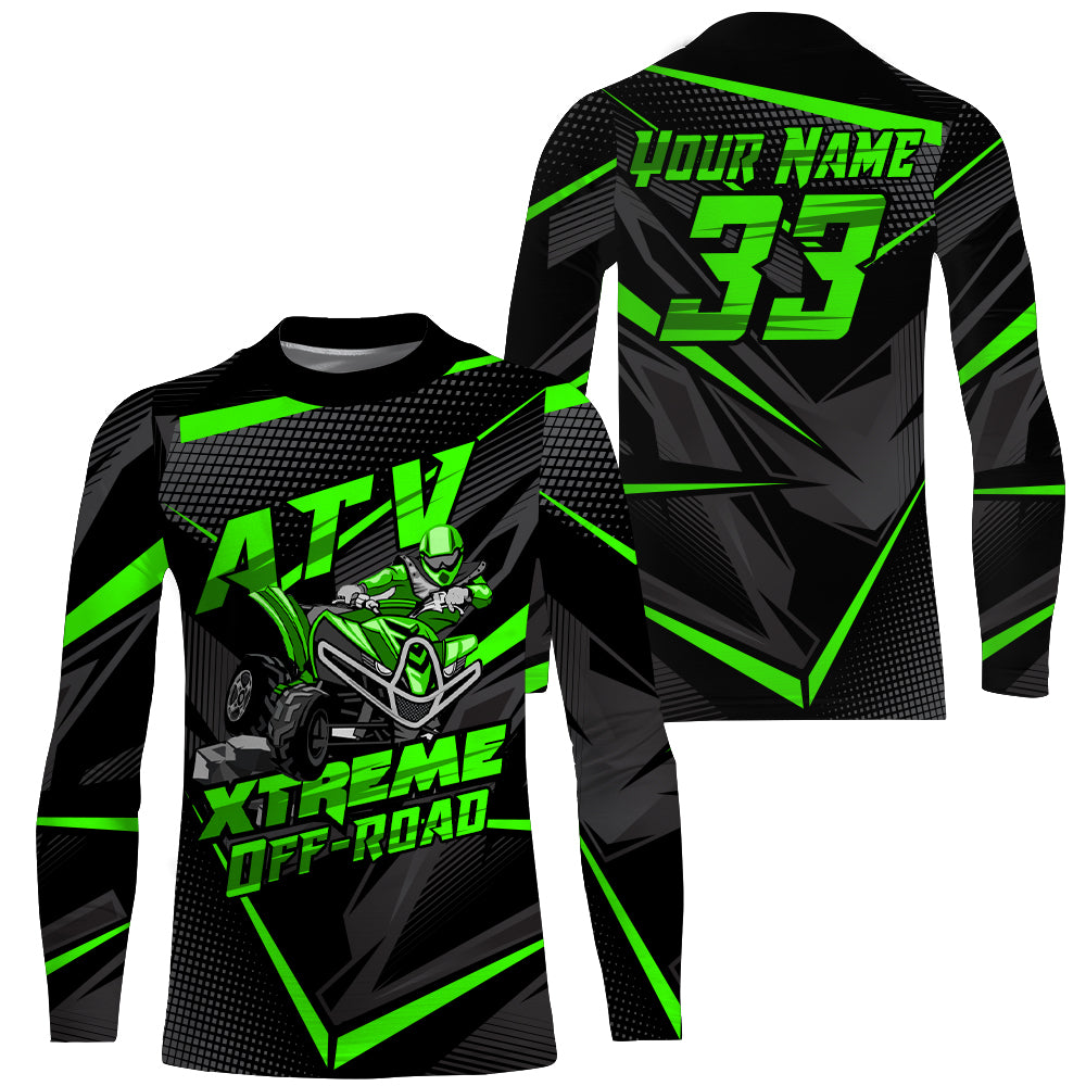 Custom ATV Motocross Jersey UPF30+ Green Quad Bike Shirt Adult Youth Off-road Racing NMS1344