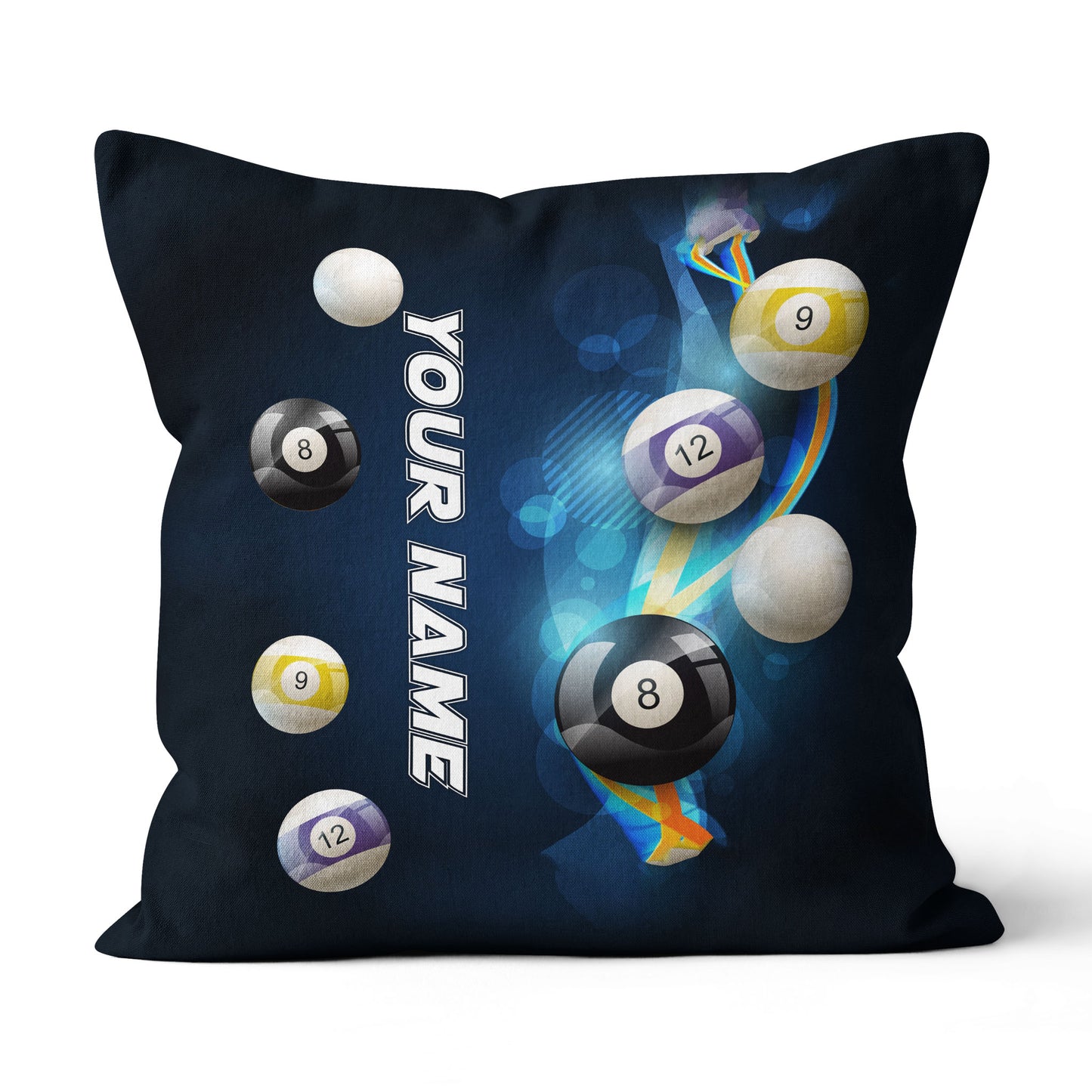 Personalized 3D Billiard Balls On Blue Glowing Pillow Best Custom Pillow TDM0759