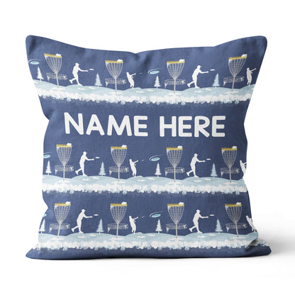Disc Golf Winter Blue Custom Throw Pillow Personalized Disc Golf Gifts LDT1196