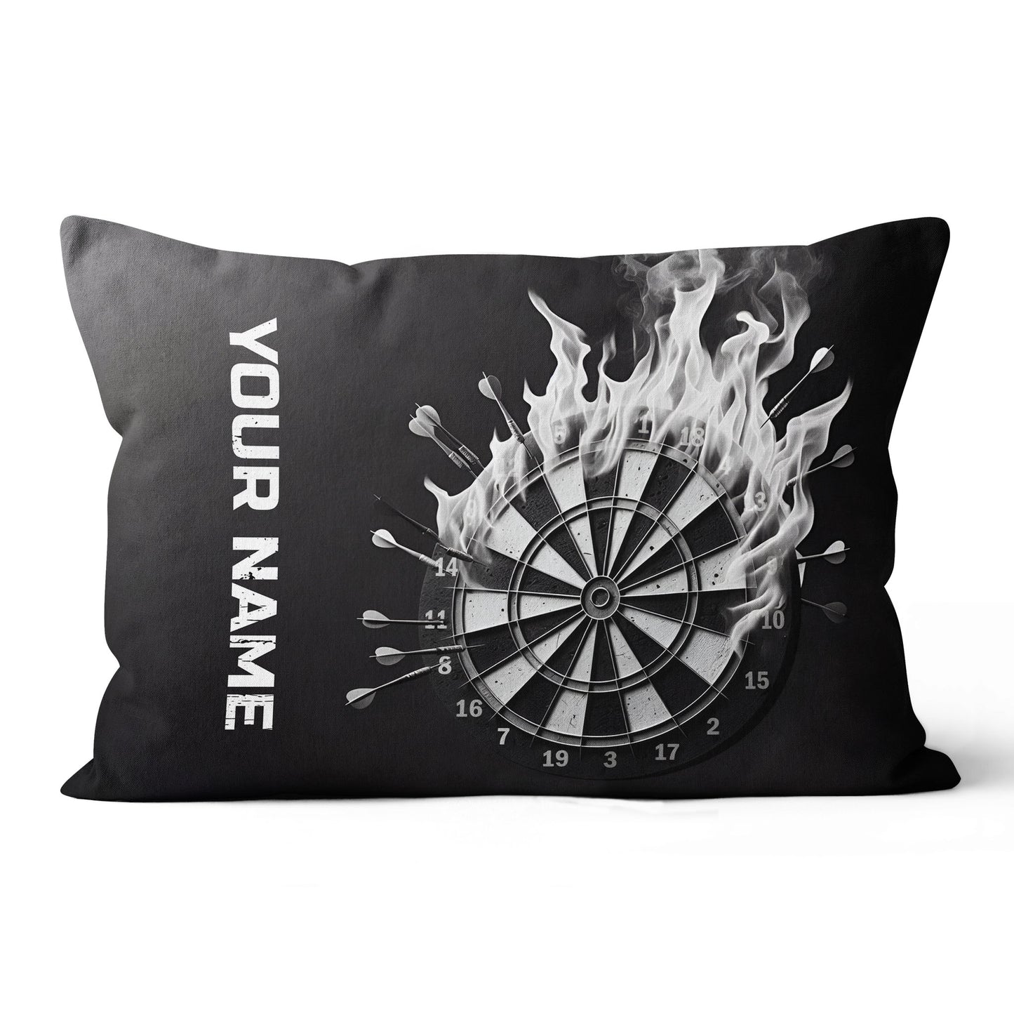 Black White Darts Flame Custom Throw Pillow Personalized Darts Gifts LDT1159