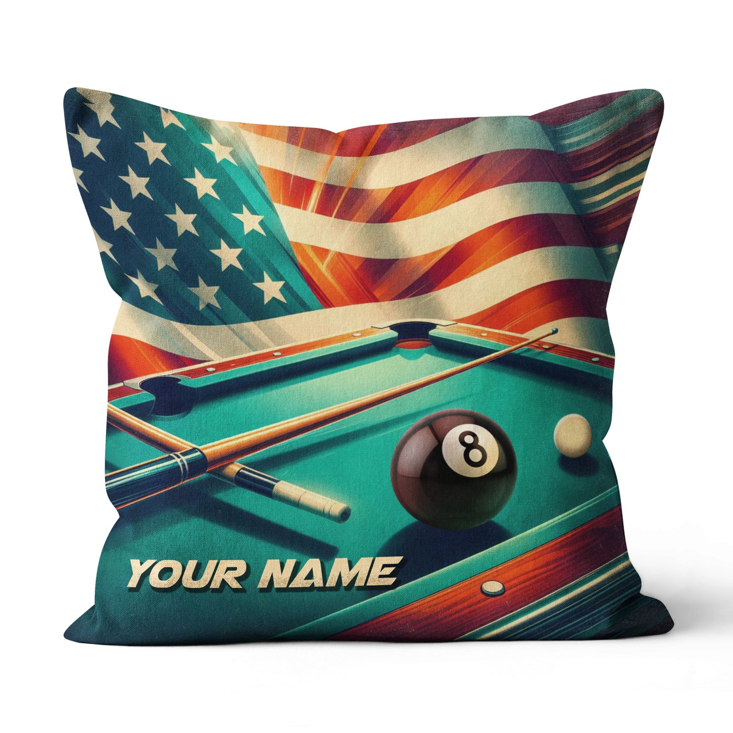 Personalized US Flag 8 Ball Billiard Pillow, Throw Pillow Billiard Gifts VHM0903