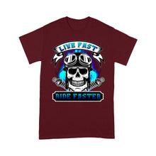 Load image into Gallery viewer, Motocycle Men T-shirt - Live Fast Ride Faster, Cool Skull Riding Tee Motocross Off-road Racing Shirt| NMS128 A01