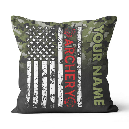 Personalized Green Camouflage US Flag Archery Pillows Best Archery Gifts VHM0849