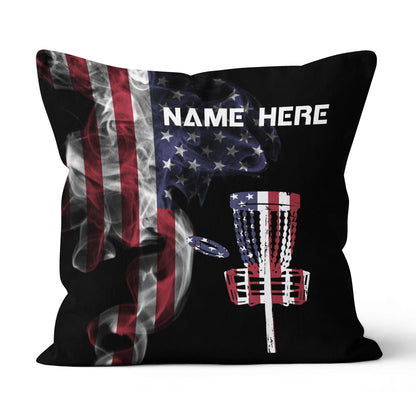 Smoky American Flag Patriotic Disc Golf Pillow Customized Disc Golf Gift LDT1180