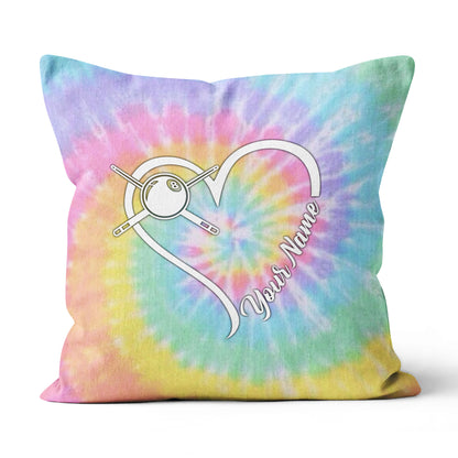 Colorful Tie Dye Billiard Pillow Custom Name Throw Pillow Billiard Gifts TDM0761