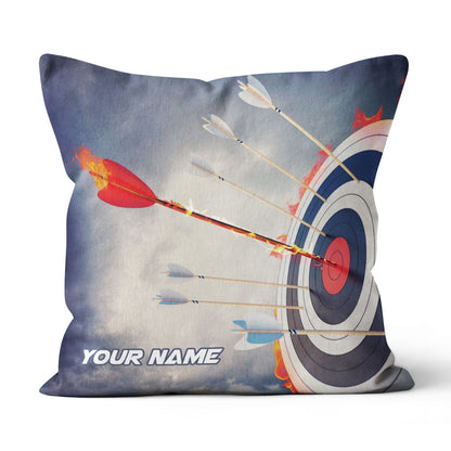 Personalized Flaming Arrow Archery Pillow Custom Pillow Top Archery Gift VHM0859