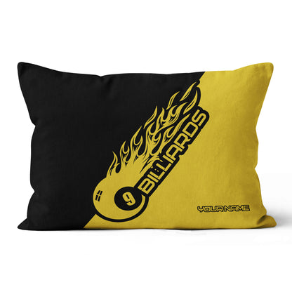 Black Yellow 9 Ball Billiard Pillow Custom Name Pool Gifts Throw Pillow TDM0794