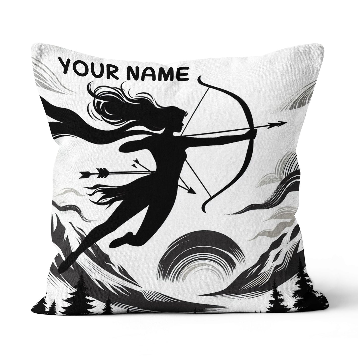 Custom Black White Funny Women Archer Pillow, Archery Decorative Pillows TDM0824