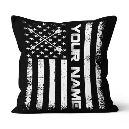 Custom Black White Vintage US Flag Archey Pillow, Patriotic Throw Pillow TDM0776