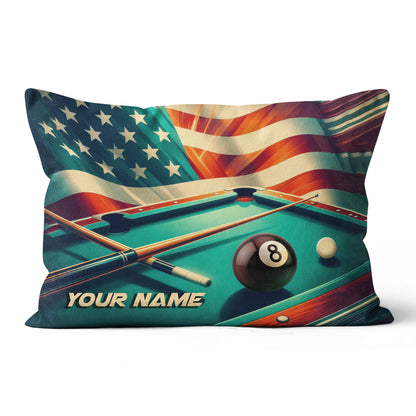 Personalized US Flag 8 Ball Billiard Pillow, Throw Pillow Billiard Gifts VHM0903