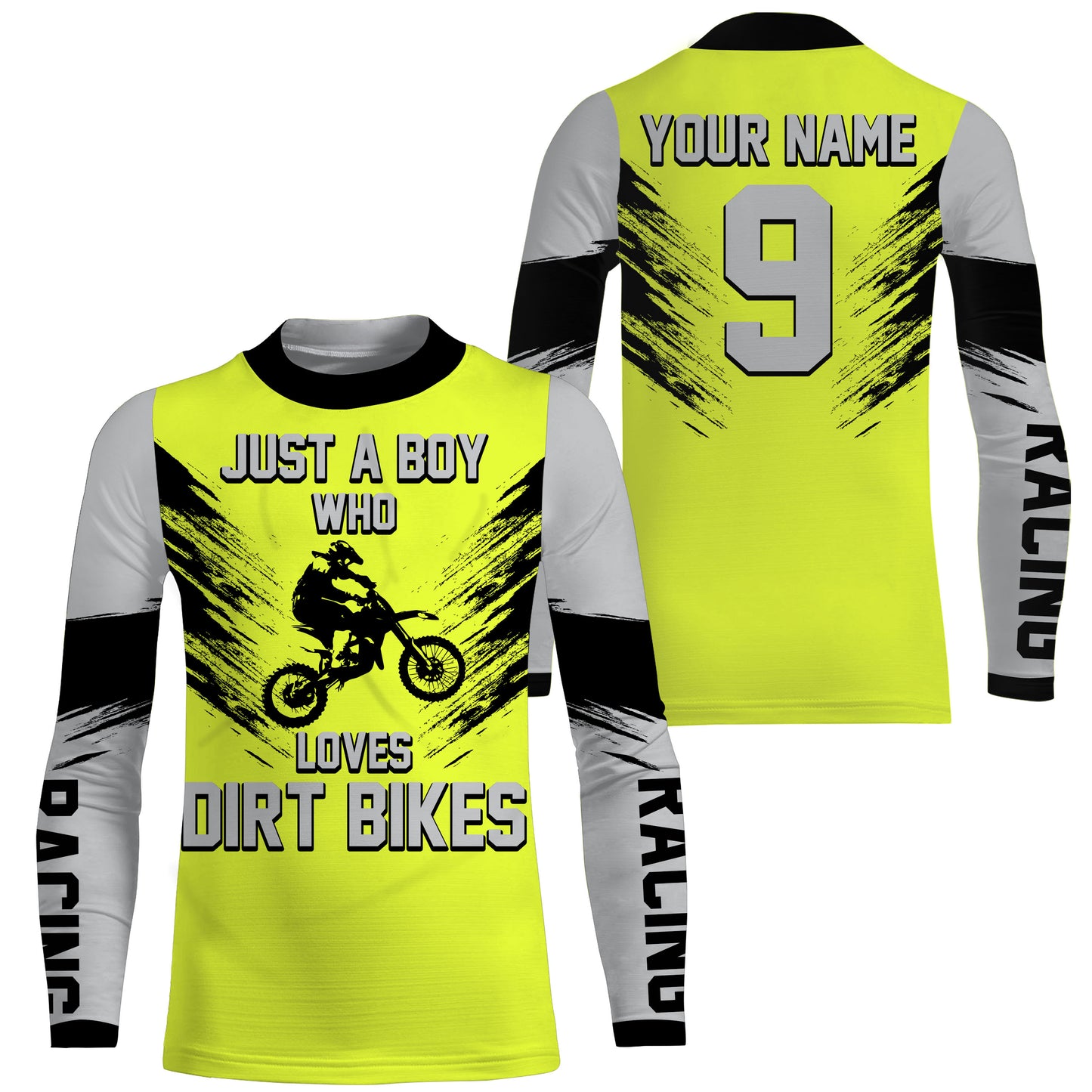 Just A Boy Who Loves Dirt Bikes custom jersey green UPF30+ men boys motocross racewear off-road NMS969