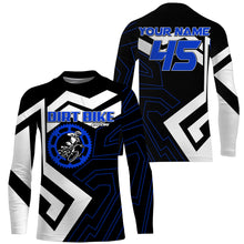 Load image into Gallery viewer, Custom dirt bike jersey blue UPF30+ kids adults motocross racing long sleeves motorcycle off-road NMS1036