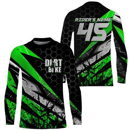 Customizable Motocross jersey for kid men women UPF30+ off-road dirt bike green MX racing shirt PDT109