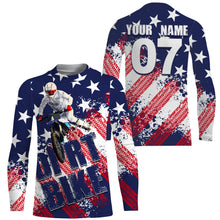 Load image into Gallery viewer, Motocross American flag custom MX jersey UPF30+ men women kid off-road racing dirt bike motorcycle PDT88