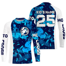 Load image into Gallery viewer, Personalized blue MX jersey extreme UPF30+ kid youth adult Motocross off-road motorcycle shirt PDT70