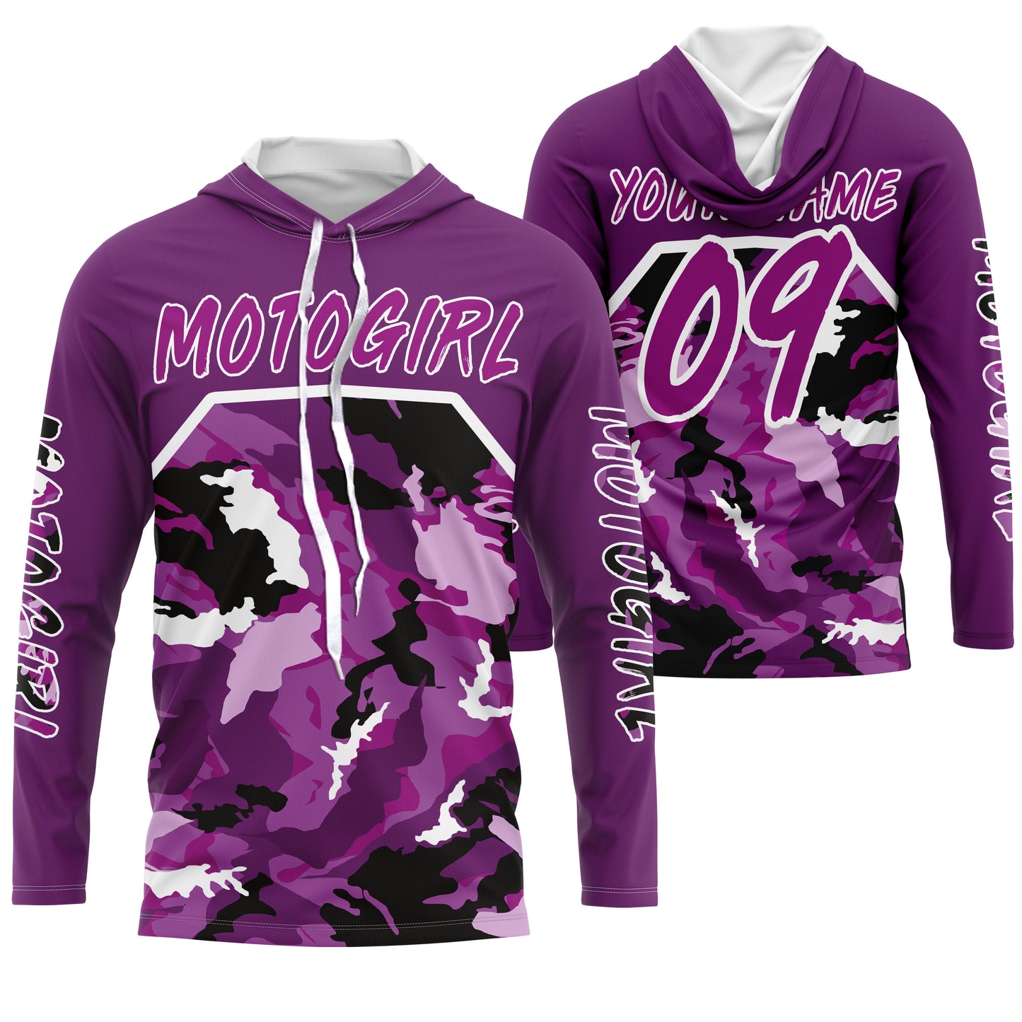 Motogirl purple camo custom motocross jersey UPF30+ girls women dirt bike Powersports long sleeves NMS1038