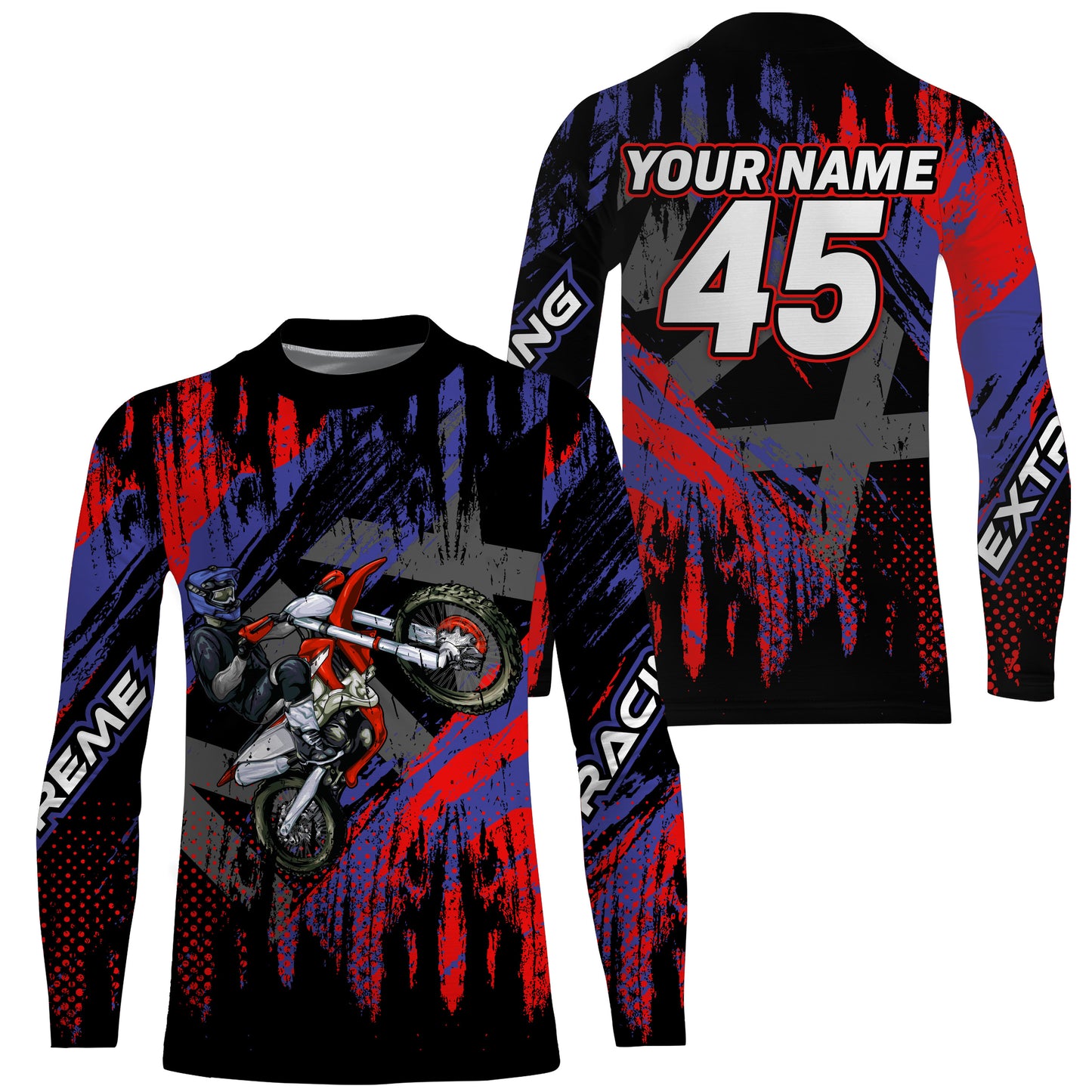 Personalized red MX jersey UPF30+ kid men women racing off-road dirt bike extreme motorcycle PDT56