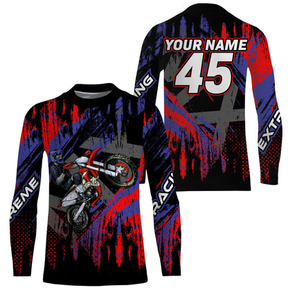 Personalized red MX jersey UPF30+ kid men women racing off-road dirt bike extreme motorcycle PDT56