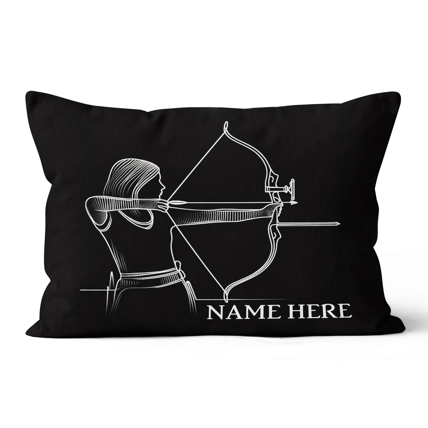 Customized Women Archer Line Drawing Black Pillow, Archery Pillow Gifts TDM0855