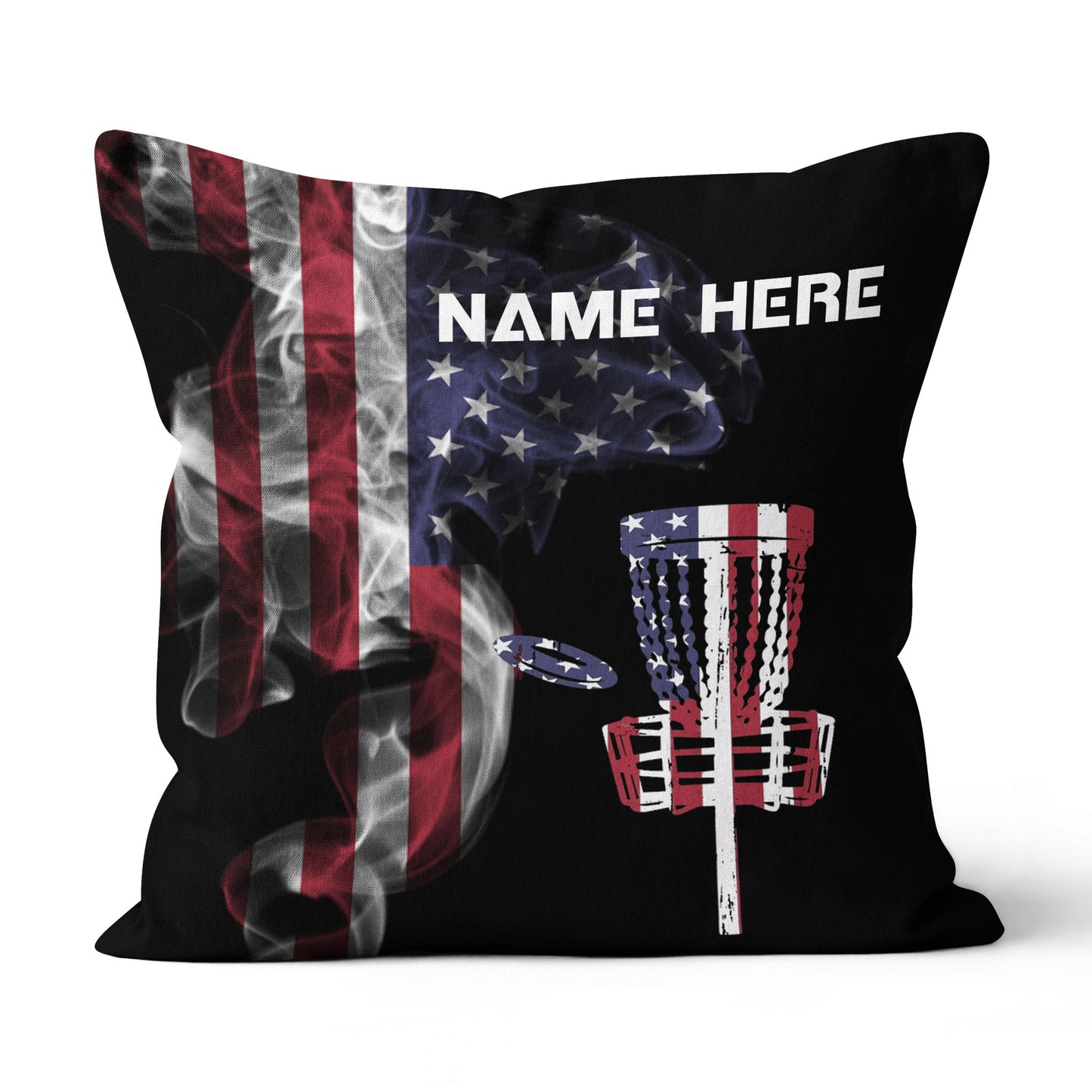 Smoky American Flag Patriotic Disc Golf Pillow Customized Disc Golf Gift LDT1180