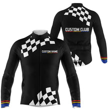 Load image into Gallery viewer, Black Mens cycling jersey UPF50+ custom name bike shirt breathable cycling tops with pockets &amp; zip| SLC244