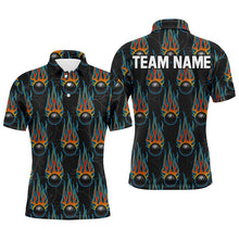 Load image into Gallery viewer, Flame Polo Bowling Shirt, Personalized Men Short Sleeves Bowlers Jersey Custom Team Name NBP40
