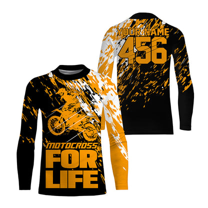 Personalized Dirt Bike Jersey UPF30+ Orange Motocross for Life MX Racing Off-Road Motorcycle NMS1242