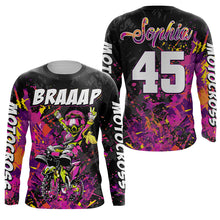 Load image into Gallery viewer, Brap Girl Women Personalized Motocross Jersey UPF30+ Biker MX Racing Off-road Dirt Bike Shirt NMS1266