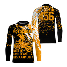 Load image into Gallery viewer, Personalized Dirt Bike Jersey Adult&amp;Kid UPF30+ Orange Motocross MX Racing Off-Road Motorcycle NMS1241