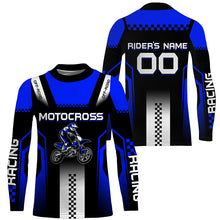 Load image into Gallery viewer, Custom Motocross Jersey UPF30+ Blue Dirt Bike Shirt Men Women Kid Off-Road MX Racing Long Sleeve PDT470