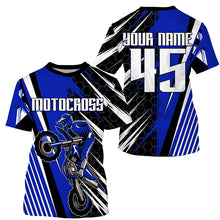 Load image into Gallery viewer, Blue Motocross Men Women Kid Jersey UPF30+ Custom Dirt Bike Off-Road Jersey Extreme Racing Shirt PDT372